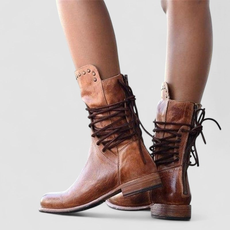 דבורה | מגפוני קרסול וינטג' עם שרוכים