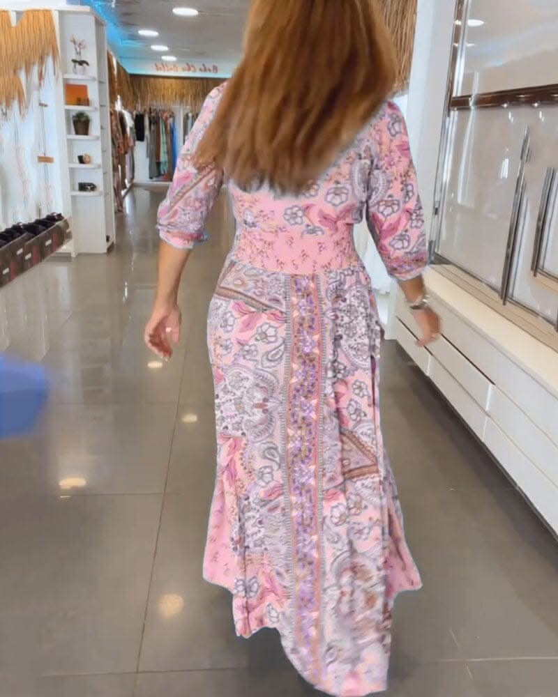 מוריה | שמלה בצווארון V עם שרוול שבעה