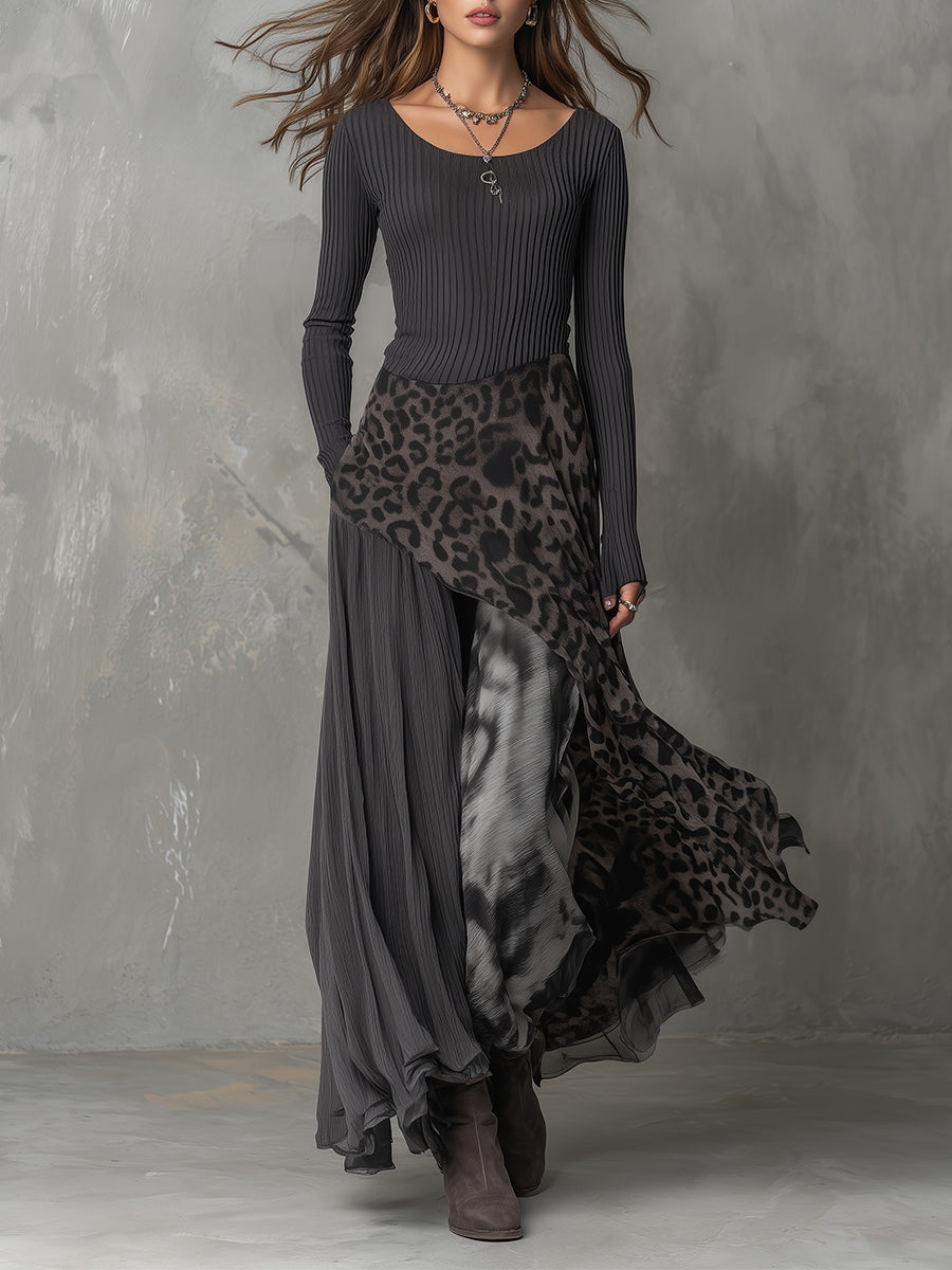 נעמה | שמלה ארוכה בהדפס נמר