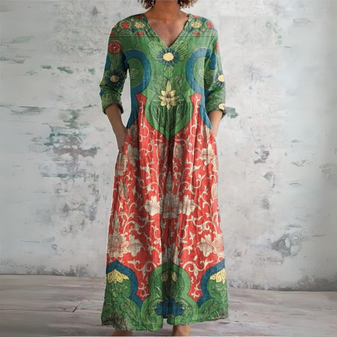 חוה | שמלת מקסי פרחונית בסגנון וינטג'
