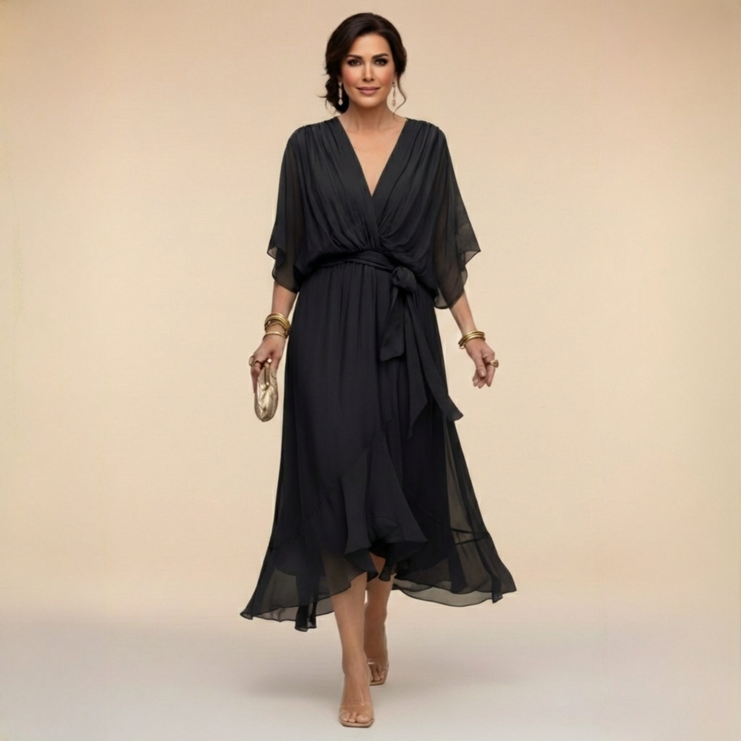 איילת | שמלת מעטפת עם מחשוף וי