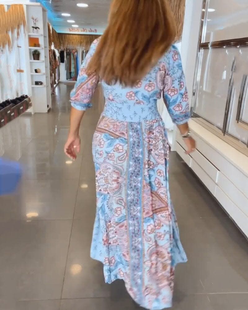 מוריה | שמלה בצווארון V עם שרוול שבעה