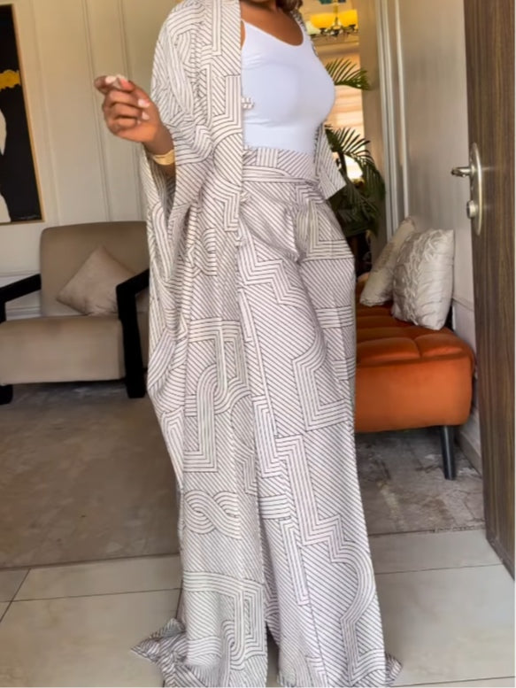טמר | סט קרדיגן פסים ומכנסיים