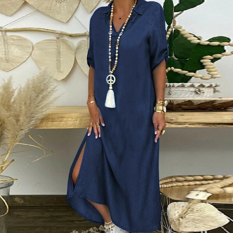 אדוה | שמלת חולצה נוחה בג'ינס
