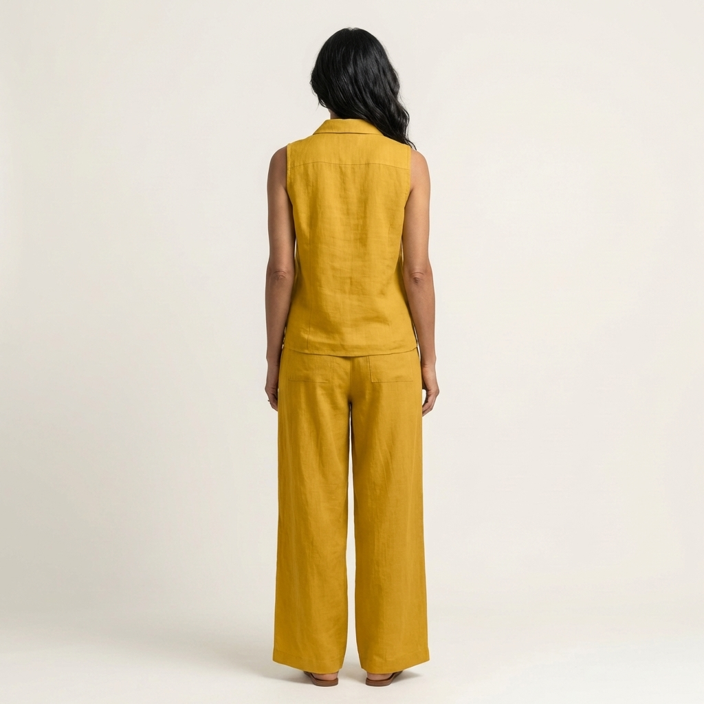 יעל | סט חולצת מעטפת ומכנסיים רחבים
