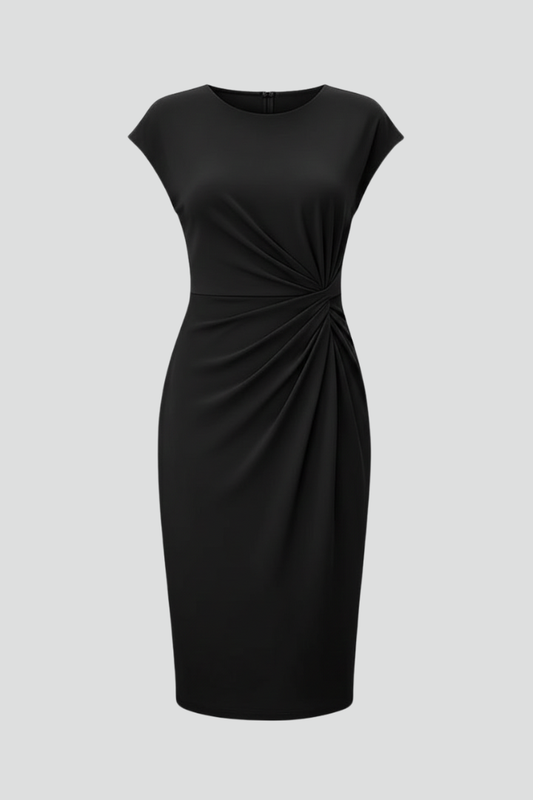 הודיה | שמלת קיץ מידי עם צווארון עגול ושרוולונים