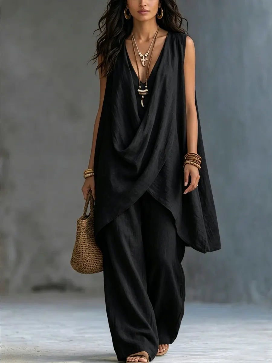 אורית | סט בוהמייני רחב מכותנה ופשתן